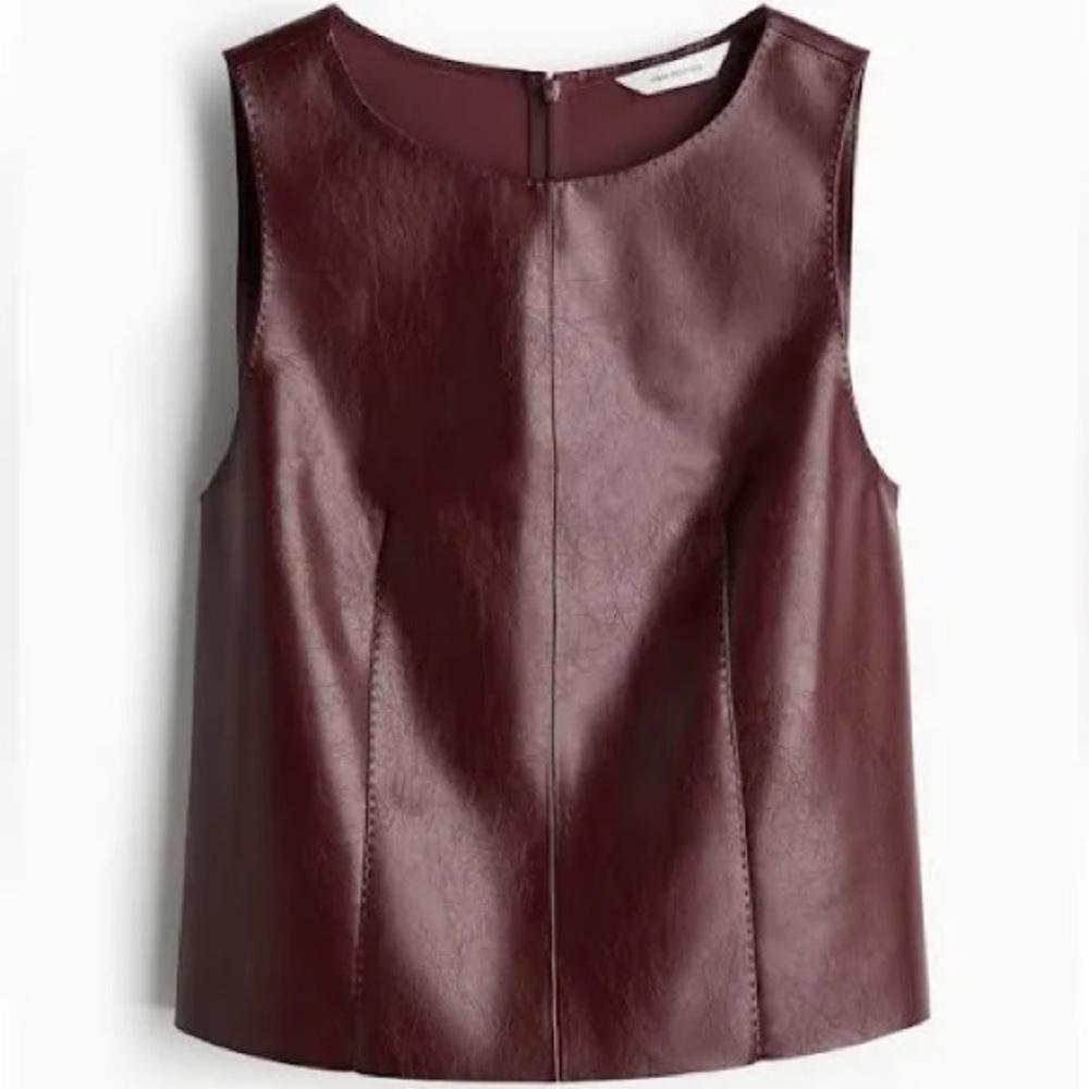 H&M Burgundy Faux Leather Tank Top